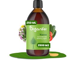 Yucca Uitvloeier - Wetting Agent - (250ml, 2500m2) - Vloeibare Meststof - Optimaliseert Vochtbehoud Planten - Bodemverbeteraar - Grondverbeteraar - Voor Droogte en Hitte - Waterefficiëntie en Droogteresistentie - Organifer