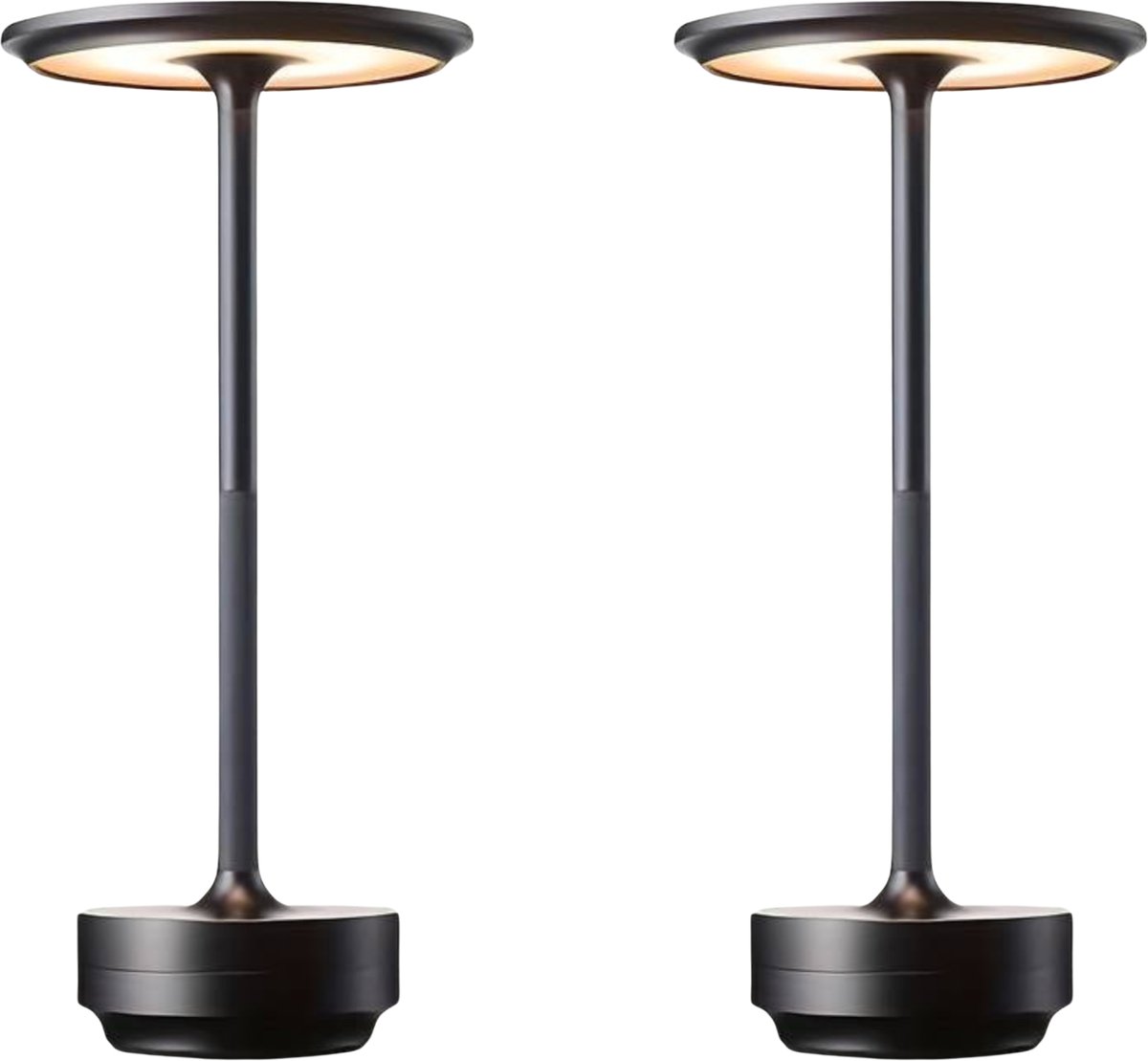 2x DreamGoods Oplaadbare Tafellamp - Draadloos & Dimbaar - Touch Bediening - voor Binnen & Buiten - Oplaadbaar - Tafellamp op Batterijen - Accu - Tafellampen zonder Snoer - Decoratie Woonkamer, Slaapkamer & Tuin - Tafel lamp - Industrieel - Zwart