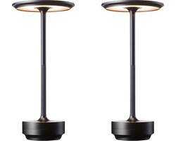 2x DreamGoods Oplaadbare Tafellamp - Draadloos & Dimbaar - Touch Bediening - voor Binnen & Buiten - Oplaadbaar - Tafellamp op Batterijen - Accu - Tafellampen zonder Snoer - Decoratie Woonkamer, Slaapkamer & Tuin - Tafel lamp - Industrieel - Zwart