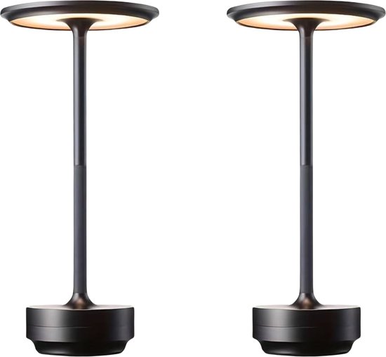 2x Lampe de table rechargeable DreamGoods - Pack de 2 - Sans fil et rechargeable - Intensité variable - Commande tactile - Lampe de table à piles - Batterie - Décoration Salon, Chambre et Jardin - Pour intérieur et extérieur - Industriel - Or