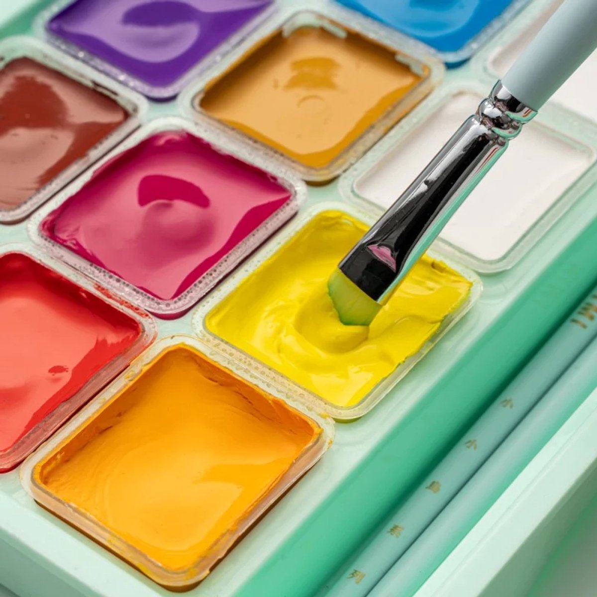 HIMI - Gouache - set van 18 kleuren - 30gr - 3 penselen - Groen — afbeelding 9