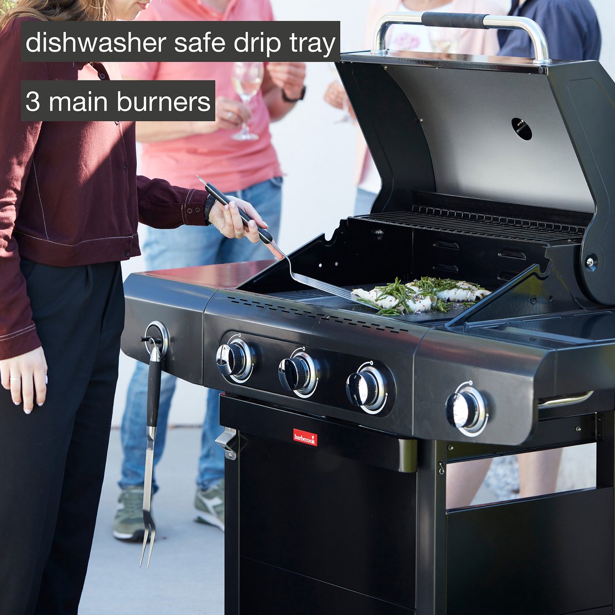 Barbecook Siesta 310 Graphite - Gas BBQ barbecue - 3 Branders - Met zijbrander - 1 vaste zijtafel - 124x56x118cm thumbnail 4