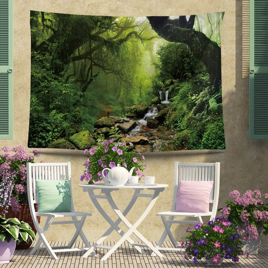 Ulticool - Affiche Rainforest Nature Eco Plantes Waterfall - 200x150 cm - Groot tapisserie - Affiche de jardin Tentures