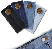 Knoopsgat Verlenger 4 Stuks Spijkerstof - Broekverbreder - Jeans Broek Verbreder - Broekverbredende Knoop - Broek Knoopsgatverlenger - Knoopverlenger - Spijkerbroek Verlengknoop - Zwangerschapsbroek Verbreder - Knoopsgaten Elastiek - Jeans Knopen
