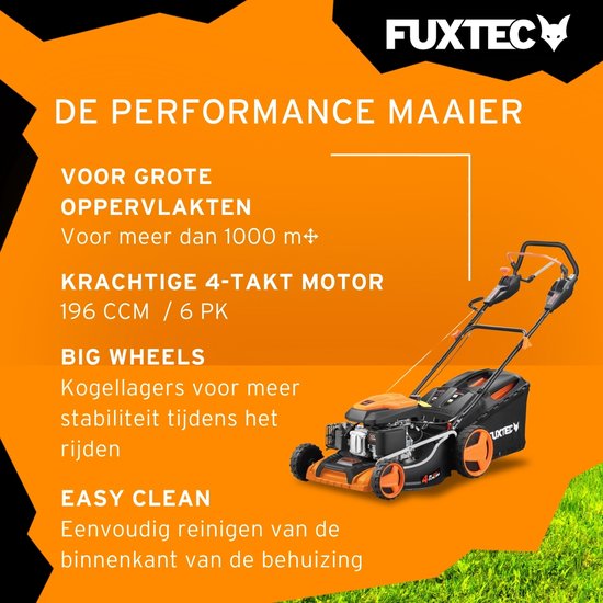 FUXTEC Grasmaaier Benzine - 51cm - Zelfrijdend / Zelftrekkend / Achterwielaandrijving - Mulchfunctie - Opvangbak 60L - FX-RM5196PRO van FUXTEC — afbeelding 3