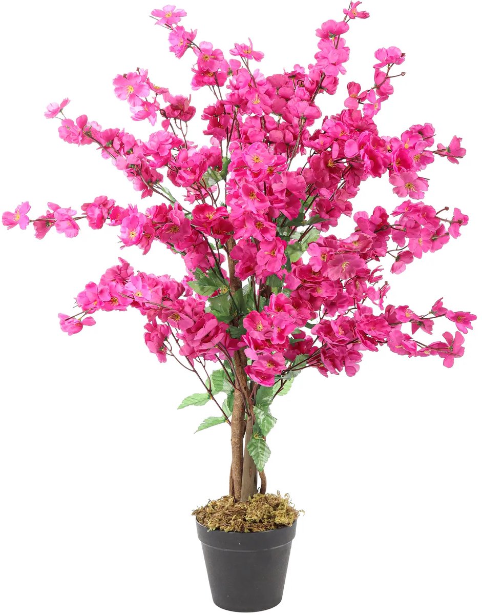 Kunstpalm Kunst Kersenbloesem Boom | Paars – 90 cm – Volle Nep Bloesemboom – Bloesem Kunstboom Extra vol