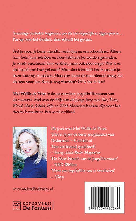 Boekcover met portret van Mel Wallis de Vries. Tekst in het Nederlands.