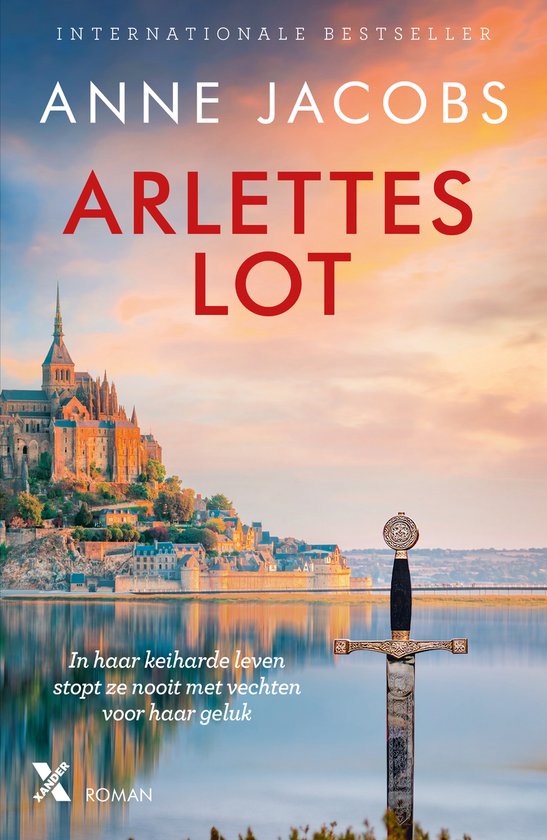 Boekomslag met de titel Arlettes Lot, een fort op een heuvel en een zwaard.