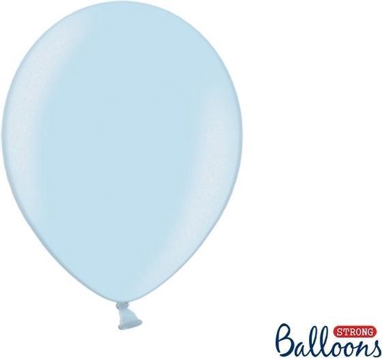 Partydeco Ballonnen Metallic Strong baby blauw - 30 cm - 10 stuks