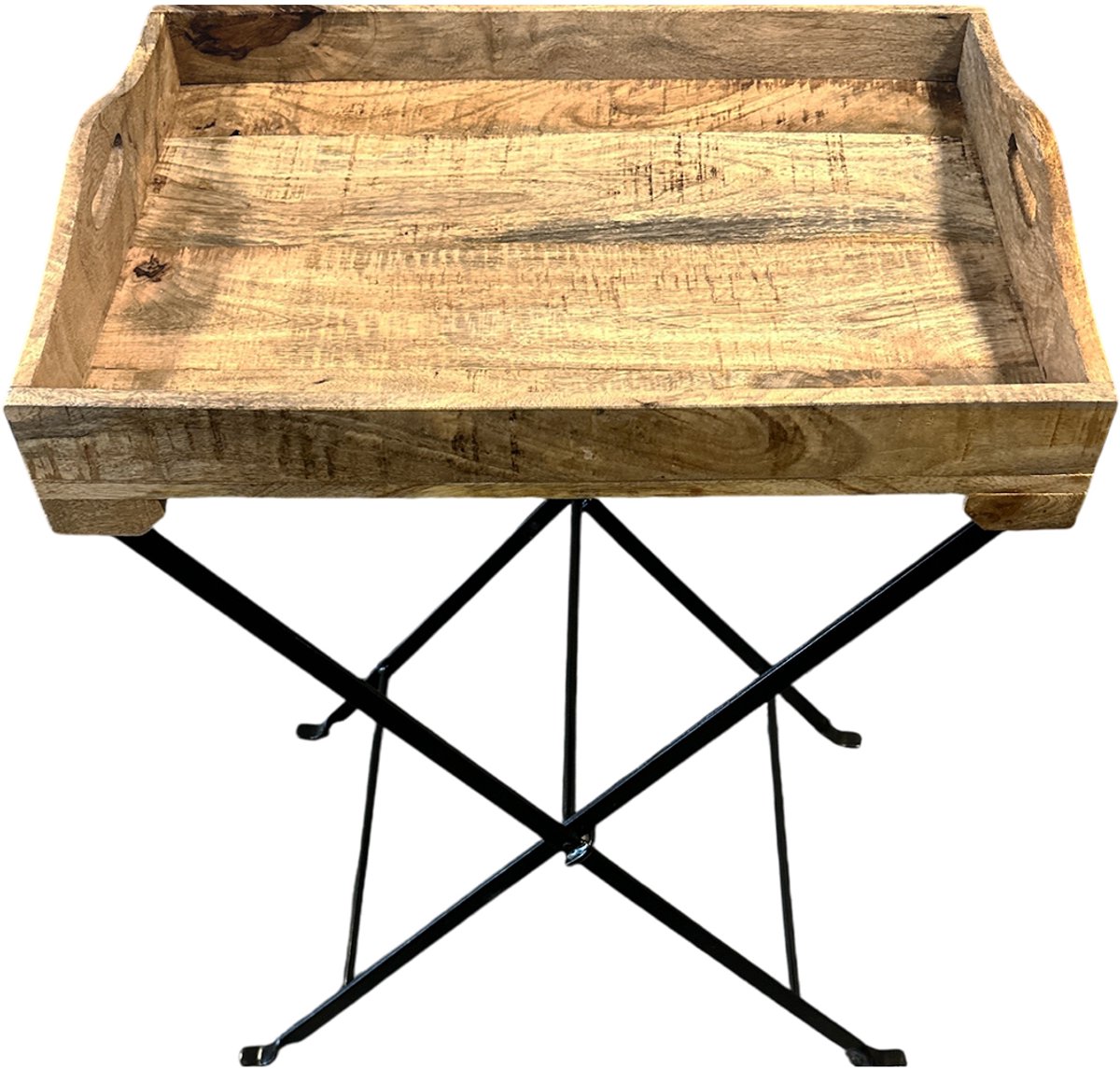 by Mooss - Butlertray - Bruin - Bijzettafel - Hout - Dienblad - 55 x 40 x 80 cm - Inklapbaar