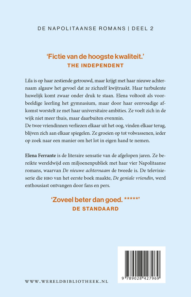 Boekomslag 'De Napolitaanse romans | Deel 2' met tekst en streepjescode.
