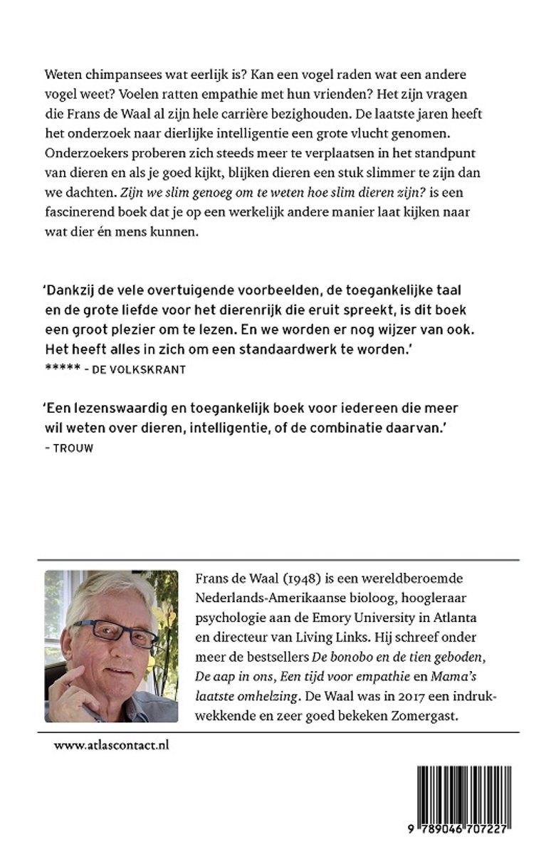 Zijn we slim genoeg om te weten hoe slim dieren zijn? - back cover