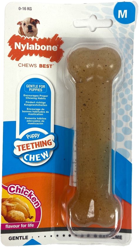 Nylabone Puppy Bone Flexible Bruin - Hondenspeelgoed - Medium Tot 16kg