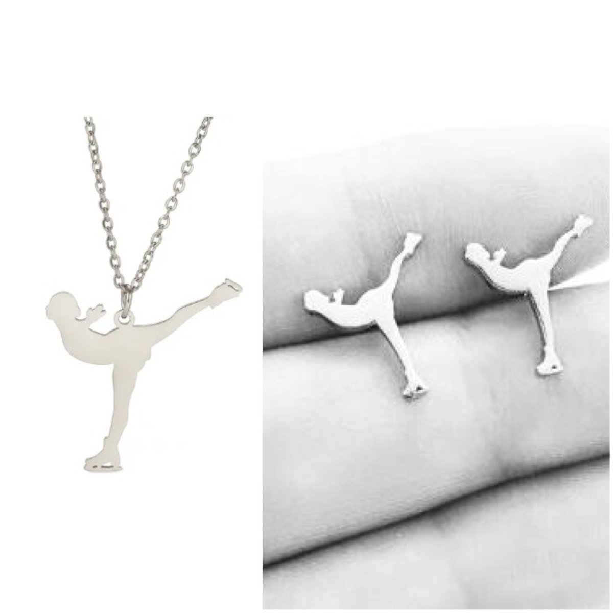 SportPresent® - Sieradenset - Schaatsen - Oorbellen - Skating - Ketting - Kunstschaats - IJs - Kunsijs - Winter - Sieraad - Kado - Sport - Teamkado - Sportsieraad