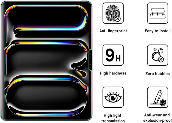 Protection d'écran en Glas trempé - Protection d'écran en Tempered Glass Convient pour : Apple iPad Air 13 pouces (2024) M2 / iPad Pro 13 (2024) M4 - 13 pouces - 2x
