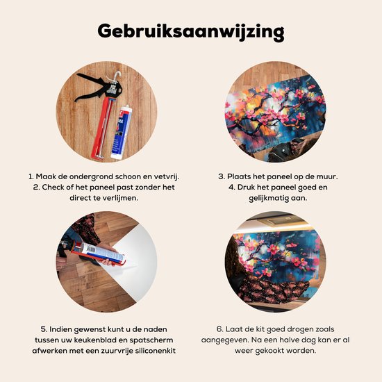 Spatscherm keuken 90x45 cm - Kookplaat achterwand Bloemen - Tak - Artistiek - Roze - Muurbeschermer - Spatwand fornuis - Hoogwaardig aluminium