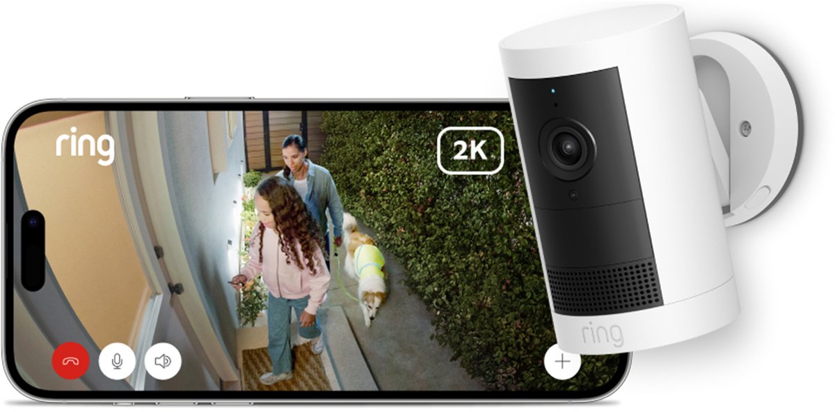 Afbeelding 2 van Ring Outdoor Camera Plus - batterij - wit- buitencamera - 2k