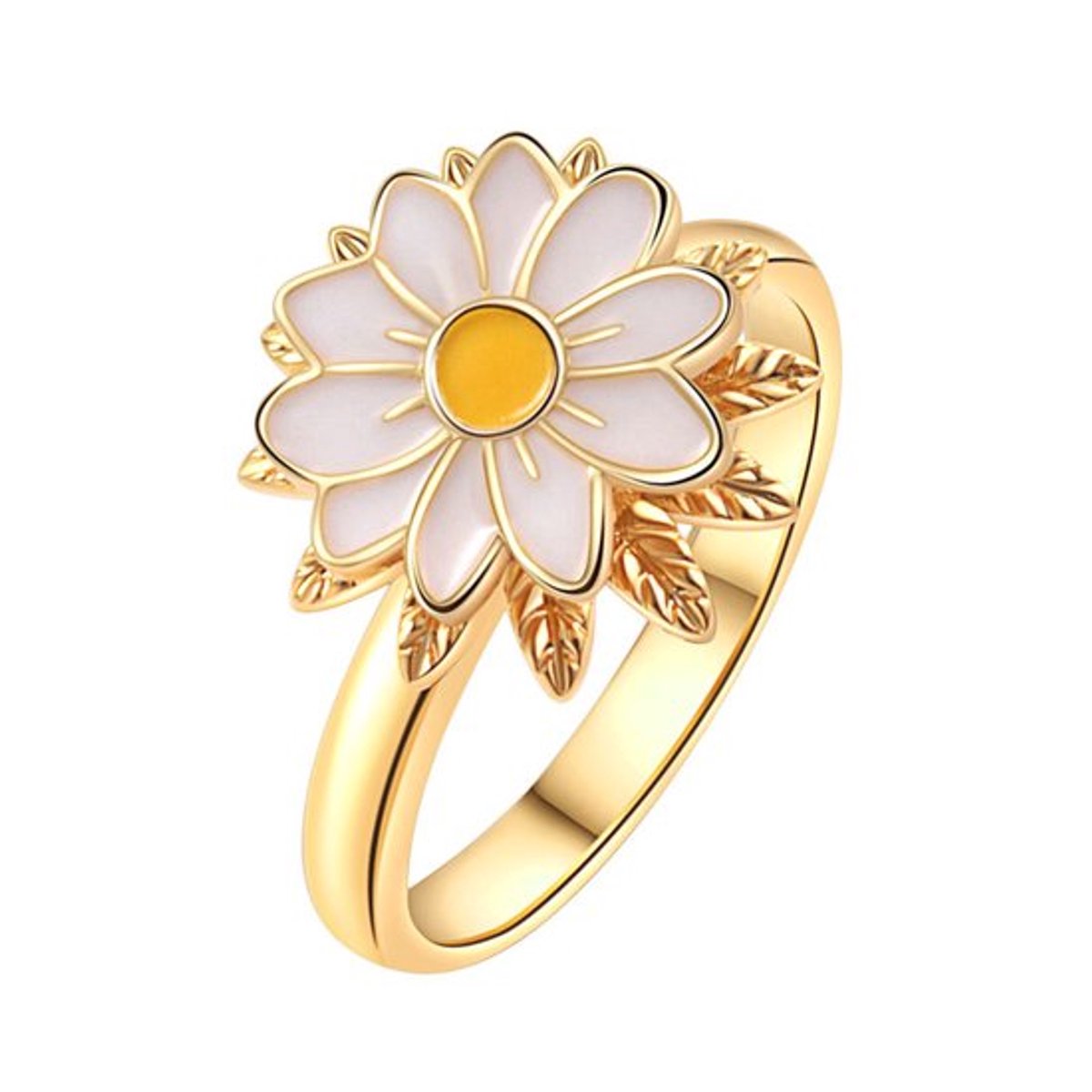 NEFET® - Bloem Ring - Anxiety Ring - Fidget Ring - Goud - Bloem - Dames - ideale geschenk - Cadeautjes Accessoires - Trendy