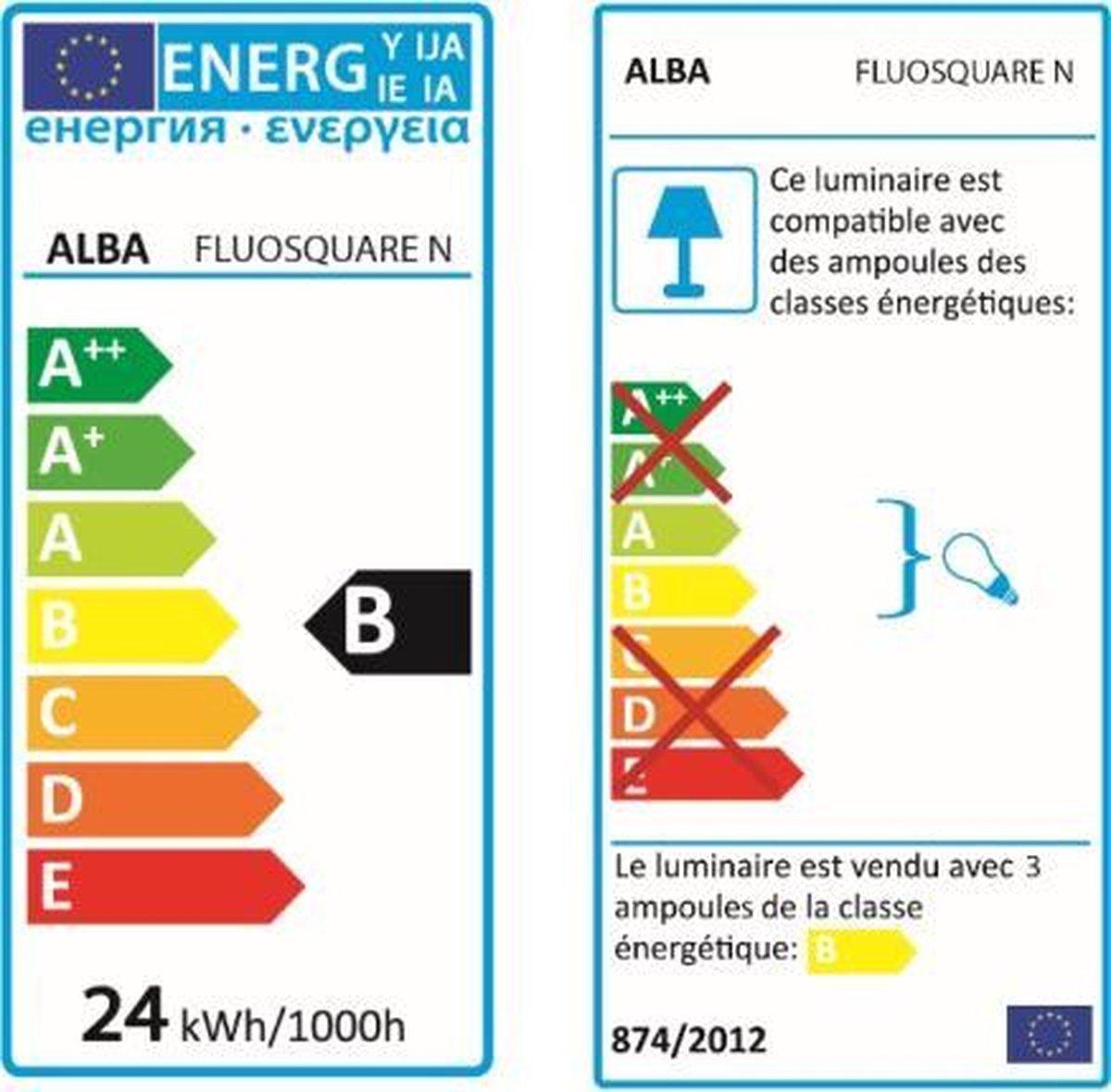 Alba FLUOSQUARE N vloerverlichting Zwart, Chroom E27 72 W Fluorescerend B