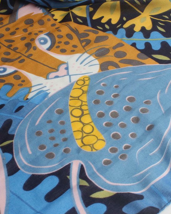 Echarpe fleurie- Accessoires Junkie Amsterdam- Femme- Echarpe longue- Katoen-Automne hiver- Cosy chic- Imprimé Bloem Violet lilas