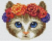 Pixelhobby Classic Kat met Bloemenkrans 10x12 cm