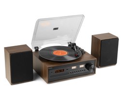 Platenspeler met speakers - Audizio Boston platenspeler Bluetooth, CD speler en DAB radio - Houtlook