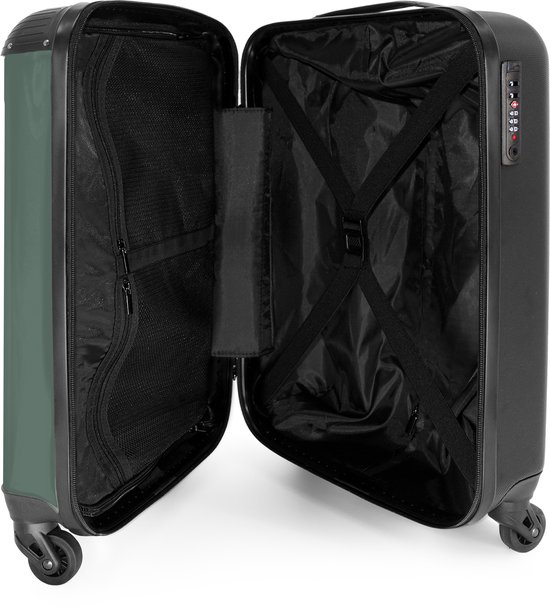 NoBoringSuitcases.com® - Handbagage koffer lichtgewicht - Reiskoffer trolley - Groen met zwarte streep - Valies op wielen - Rolkoffer met wieltjes - Past binnen 55x40x20 en 55x35x25 - Hardcase suitcase - Reizen