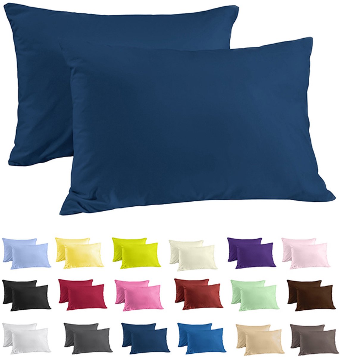 Zavelo Katoen Kussenslopen Basics Denim (set van 2)-60 x 70 cm (standaard)