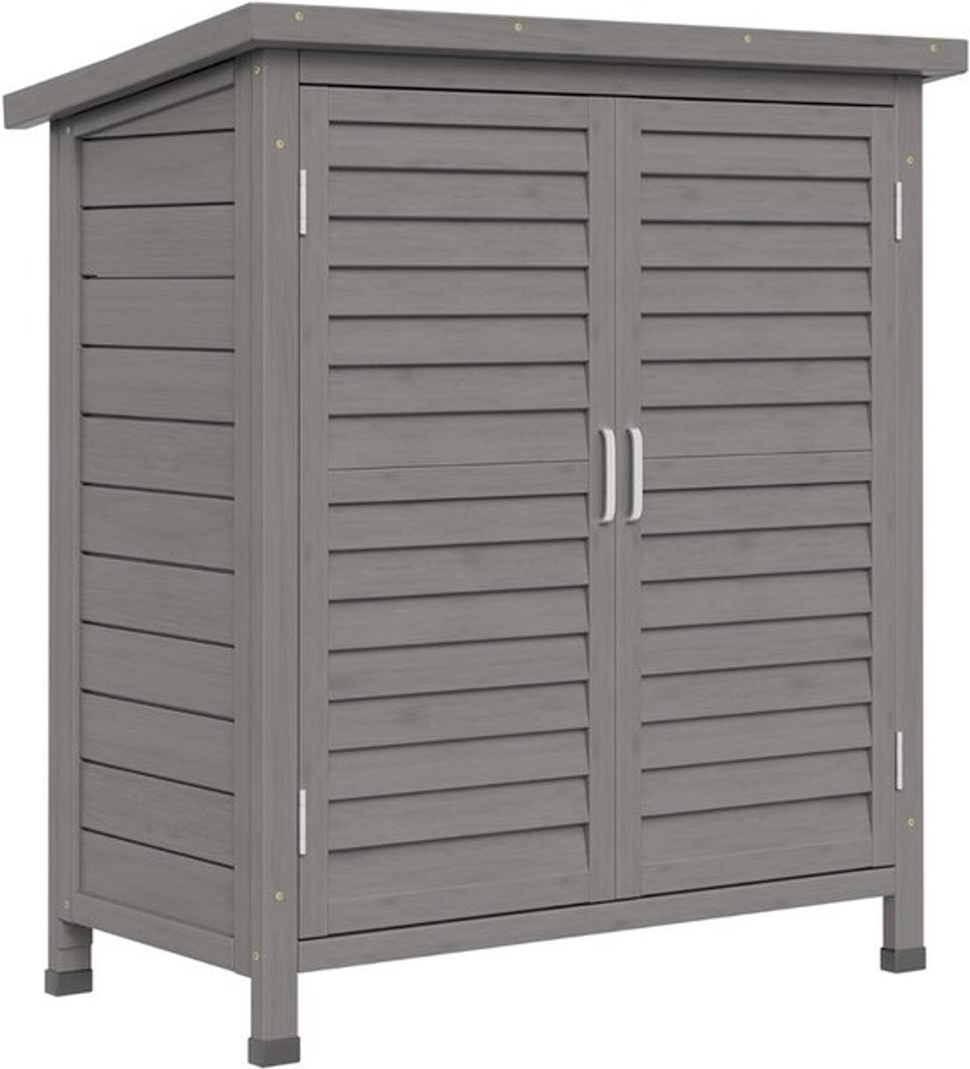 Thuys – Luxe Tuinberging Hout – Tuinkast – Tuinkist – Schuurtje – 2 Openslaande Deuren – 47 x 87 x 97 cm – Grijs