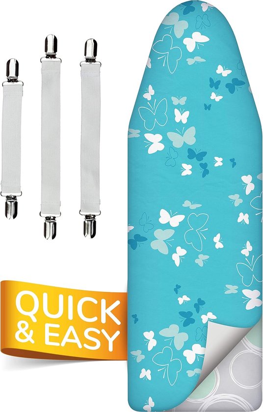 Poceacles Paarse vlinderprint strijkplankhoezen voor stoomstrijkijzer, antislip, plat, hittebestendig huishouden, universele maat, L