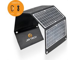 JIR Tech® - Solar Panel Foldable - Opvouwbaar - Draagbaar Zonnepaneel - 30W - Werkt Met Powerbank - Noodpakket - Solar Panel Op Zonne-energie - Outdoor - Geschikt voor Samsung, iPhone, iPad