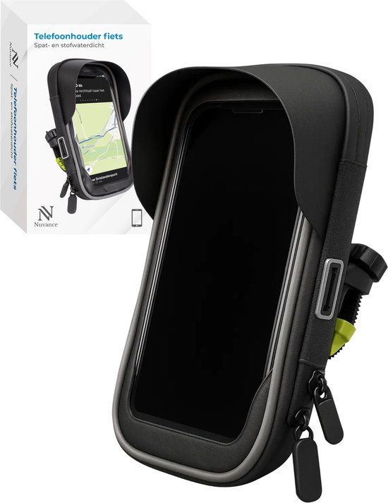 Nuvance Telefoonhouder Fiets – GSM Houder voor Fiets & Motor Stuur – Waterdicht – 360 Graden – Fietshouder voor Smartphones