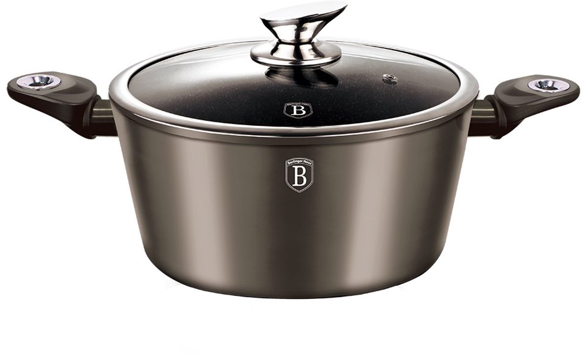 Berlinger Haus Carbon Metallic Line - Granieten Pan - Ø28cm - Soft-Touch Handgreep - Inclusief Deksel