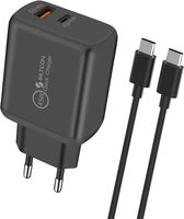 Siltcon® 2-in-1 Snellader USB-C 45W - USB C Adapter - Snellader Iphone Geschikt - Snellader Samsung Geschikt - Oplader USB-C PD 45W – USB-A 18W - Universeel o.a. Telefoons & Laptops - Incl. 2 Meter 45W USB-C Snellaadkabel