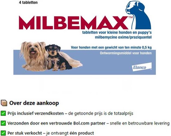 Milbemax Hond Ontwormingsmiddel Small 2 x 2 tabletten