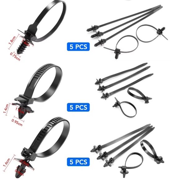 Lot De 50 Boucles Universelles Nylon Attaches Câbles - Réparation Voiture Multifonction