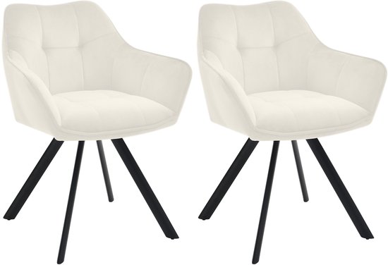 Lestarain 2 x eetkamerstoelen met fluwelen bekleding, metaal, zwart