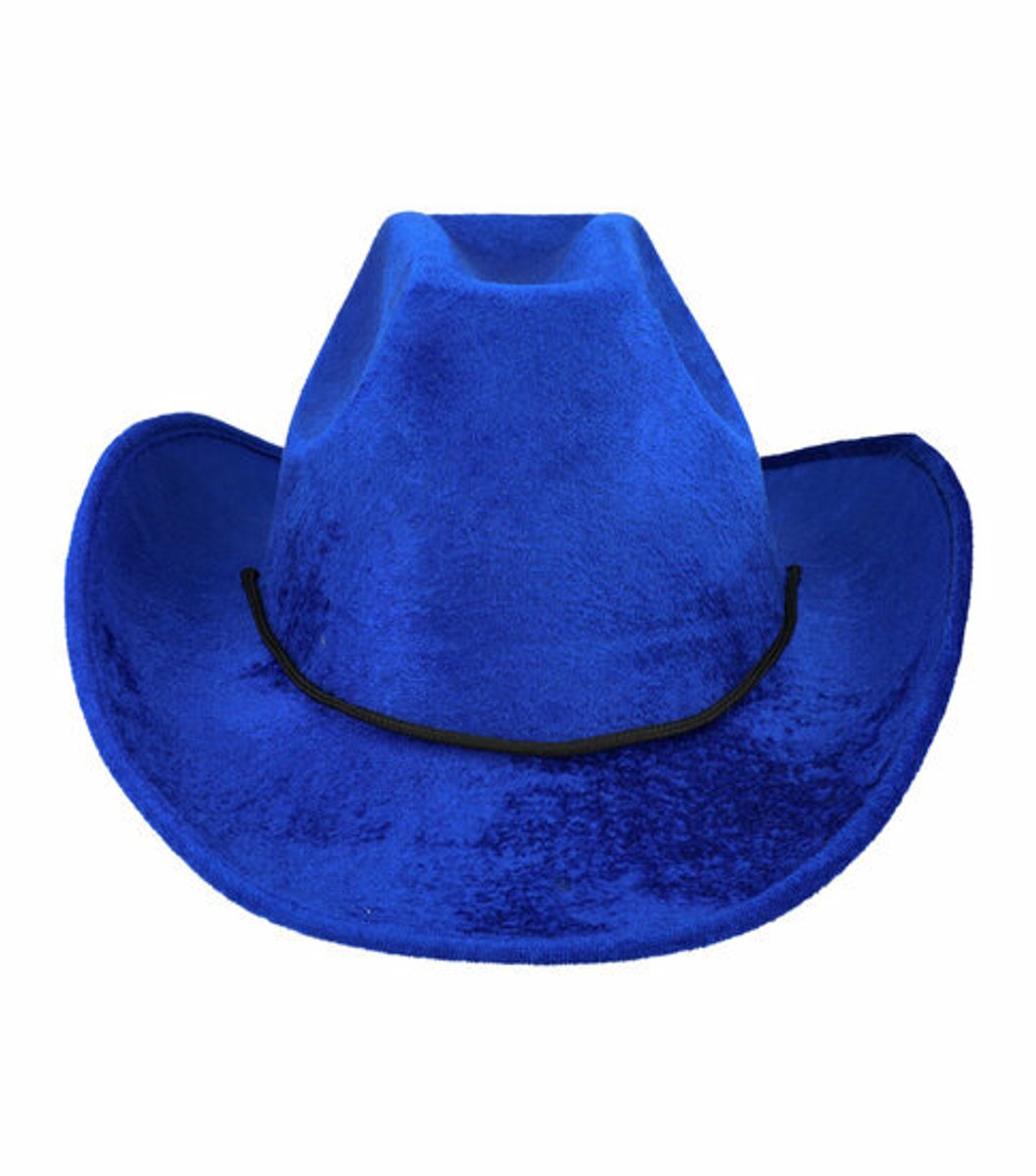 Haarsoires Cowboyhoed - Western Hoed - Velvet - One Size - Blauw - Cowboy Hoed - Dames & Heren - Festival Carnaval Themafeest
