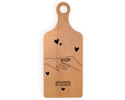 Gefeliciteerd met jullie Huwelijk! - Bruiloft - Trouwerij - Trouwen - Borrelplank met Handvat 34 x 14 cm - Cadeau - Kado Tip - Beukenhout - Serveerplank - Hapjesplank - Kaasplank - Cadeau tip!