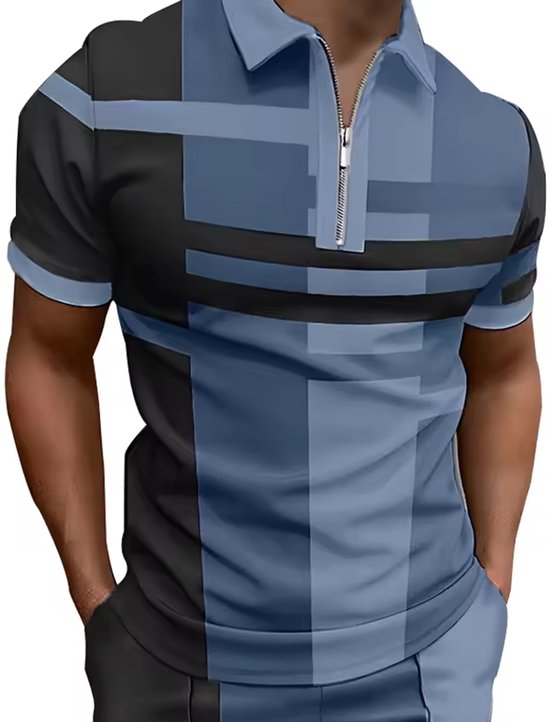 Casual Heren Polo - Poloshirt - Shirt - Korte Mouwen - Blauw Grijs