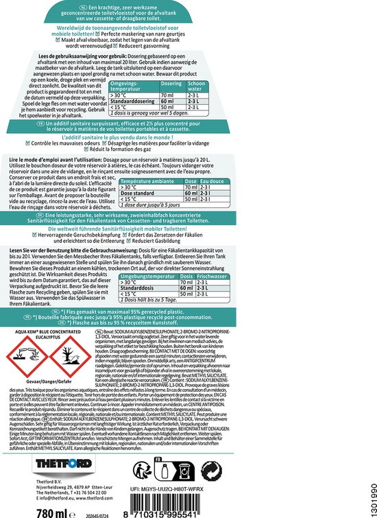 Thetford Aqua Kem Blue Concentrated Eucalyptus 0.78L van Thetford — afbeelding 3
