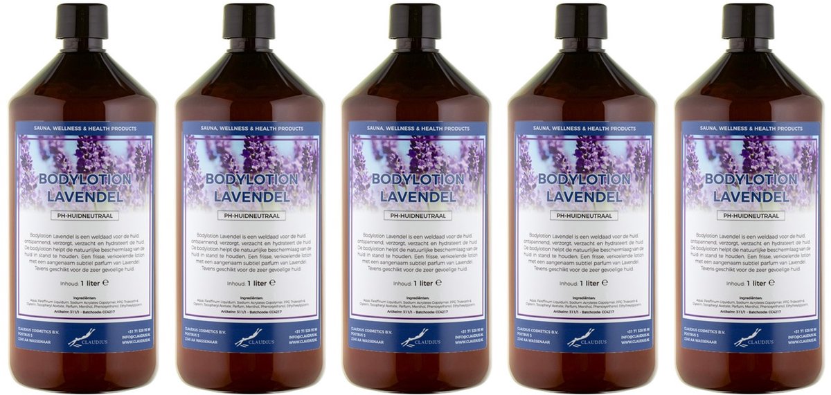 Bodylotion Lavendel 1 Liter - set van 5 stuks - Voordeelverpakking