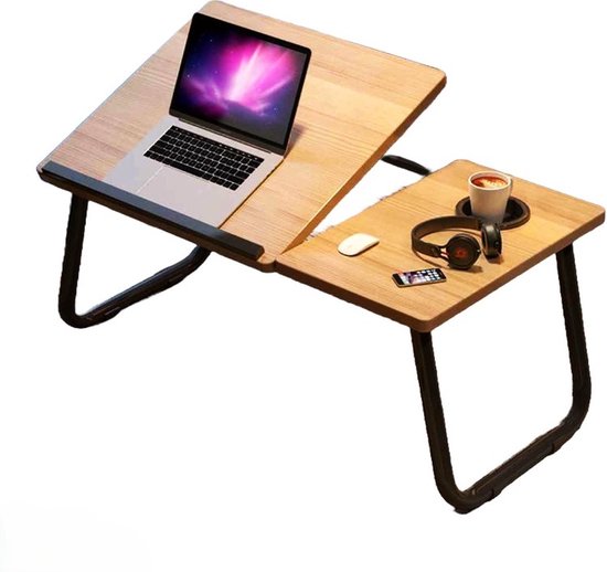 Ceruzo Bedtafel Verstelbaar - Laptoptafel - Ontbijttafel - Inklapbaar - Bekerhouder - Anti-slip