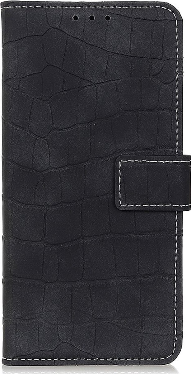 Mobigear Telefoonhoesje geschikt voor OnePlus 10 Pro Hoesje | Mobigear Croco Bookcase Portemonnee | Pasjeshouder voor 3 Pasjes | Telefoonhoesje voor Pinpas / OV Kaart / Rijbewijs - Zwart
