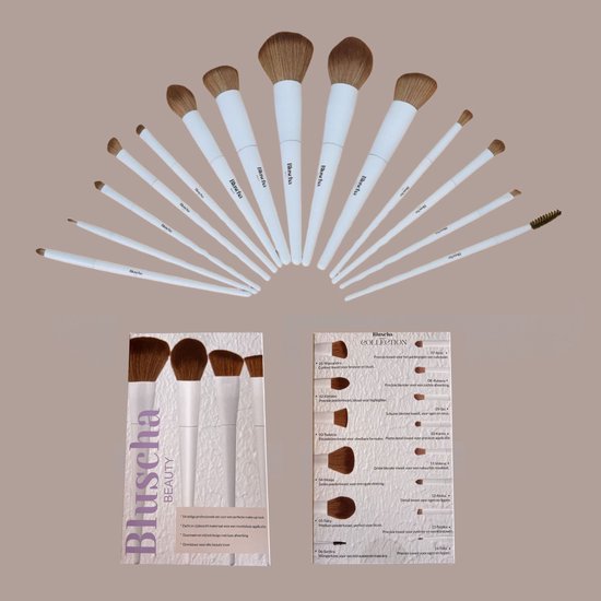 Bluscha - Luxe Make-Up Kwasten Set - 14 Delig - Etui - Makeup - Foundation - Brush - Concealer - Blenders - Kwast - Oogschaduw - Blending - Kwastenset - Blush