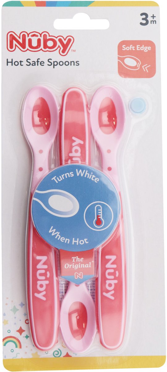 Nûby - Zachte en warmtegevoelige lepeltjes voor baby - Roze - 3 stuks - 3+ maanden van Nûby — afbeelding 2