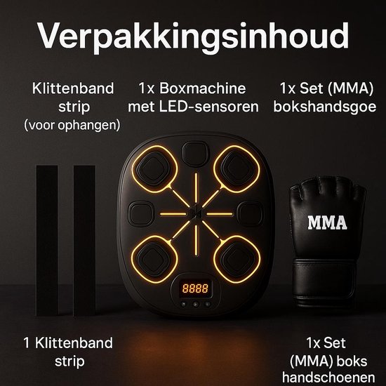 Machine De Boxe Musicale Bluetooth Avec Gants - Boxeur Électronique Mural Portable