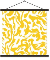 Posterhanger incl. Poster 90x90 cm - Schoolplaat - Vormen - Wit - Abstract - Textielposter - Zwarte latten