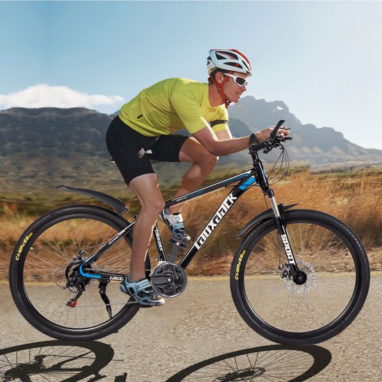 Fiets Mountainbike VANKEL LAUXJACK 28 inch - Hardtail mountainbikes met 21-speed Versnellingen - Shimano Derailleur - Met Schijfremmen - Blauw van Fiets. — afbeelding 4