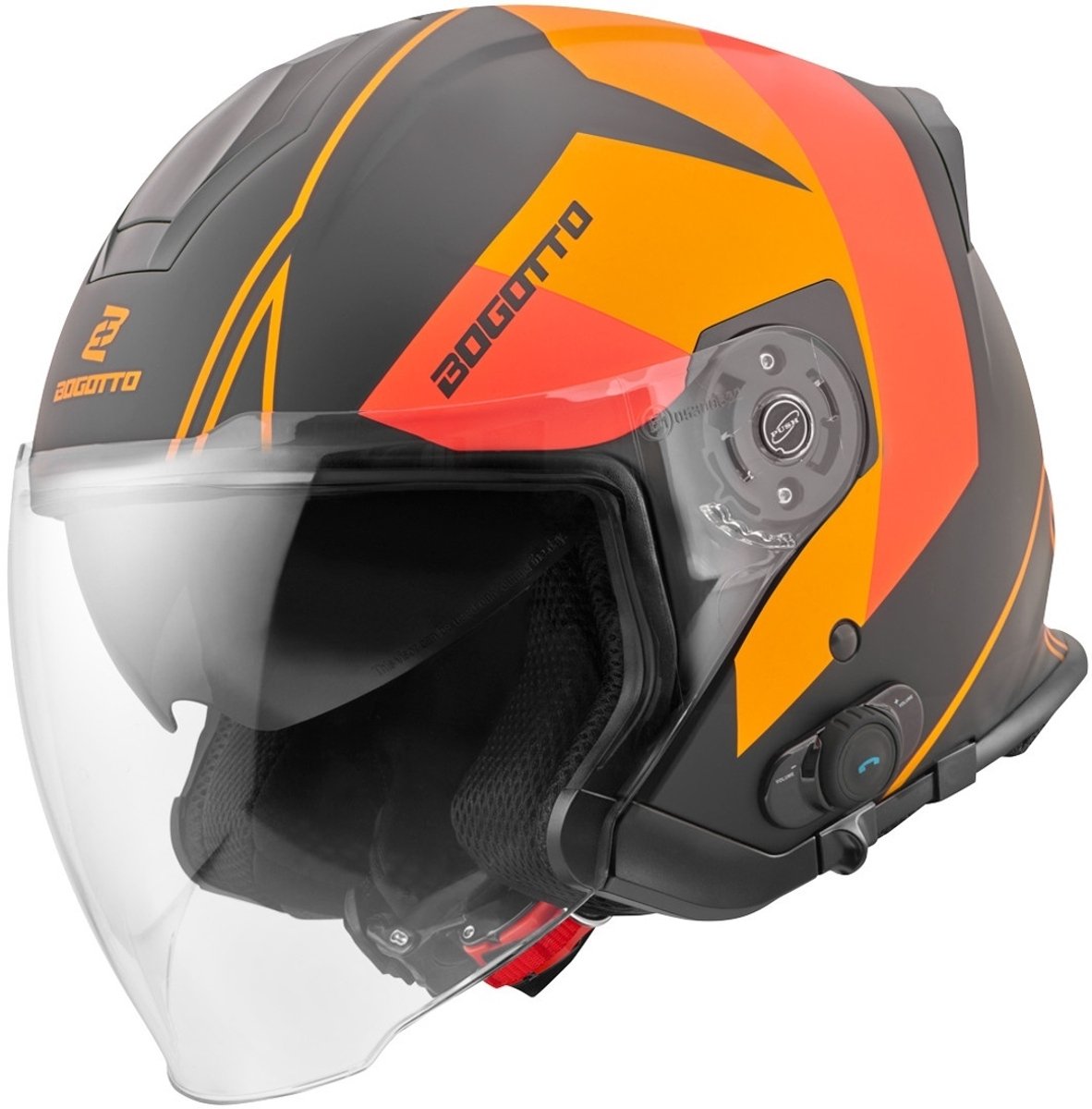 Bogotto V586 Detri BT Zwart Oranje Bluetooth Jethelm - Maat S - Helm